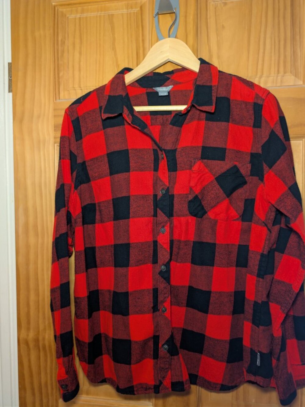 Eddie Bauer Flannel Shirt XL Buffalo Check Red Black Plaid
